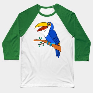 Cute Happy Flying Colorful Toucan Animal Baseball T-Shirt